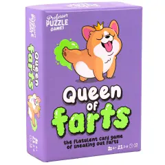 Professor Puzzle: Queen of Farts - Flatulent Animal Card Game, Pair Matching & Card Discarding, Gassy Fun Party Game, Family-Kids Ages 6+, 3-6 Players
