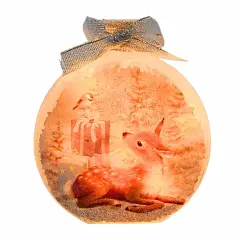 Stony Creek 4.5 Inch Soft Winter Fawn Round Jar Christmas Lighted Glass Accent , Christmas Decor Electric Pre-Lit PRESENTS