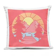 Stupell Industries Retro Lake Dock Warm Tones Outdoor Pillow, 18 x 7 x 18