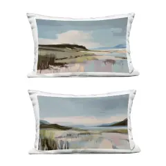 Stupell Industries Verdant Coastal Waters 2 Piece Outdoor Printed Pillow Set design by Elara Yasna, 14 x 7 x 20
