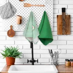 Northlight Solid and Striped Merry Christmas Kitchen Tea Towels - 26" - Set of 2 White