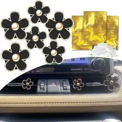 6Pcs Daisy Car Air Vent Clips Cute Flower Outlet Decorations Black