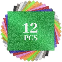 Glitter HTV Heat Transfer Vinyl Bundle - 12 Pack 12 "X10 Glitter Iron