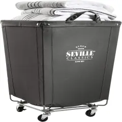 Large Commercial Heavy Duty Rolling Steel Frame Laundry Hamper(Patented), 18.1" D x 18.1" W, Gray