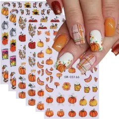 6Sheets Fall Pumpkin Nail Stickers