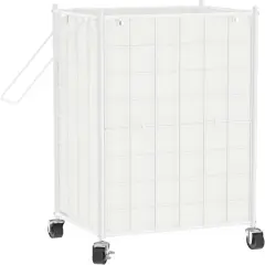 Laundry Hamper with Wheels,Metal Wire Frame Rolling Laundry-100L Dirty Clothes