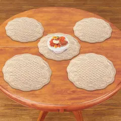 Collections Etc Quilted Texture Scalloped Edge Placemats - Set of 5