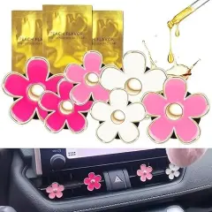 6Pcs Daisy Car Air Vent Clips Cute Flower Outlet Decorations White,pink,rose red