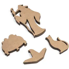 Unfinished Wood Cutouts, Witch Halloween Decorations (24 Pack) Brown