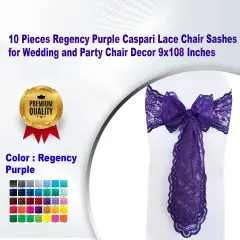 10 Pieces Regency Purple Caspari Lace Chair Sashes for Wedding and Party Chair Decor 9x108 Inches