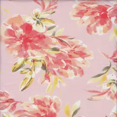 1 Yard DTY Floral Digital Print Fabric, 180 GSM Polyester Spandex Blend 58/60" Width PEACH