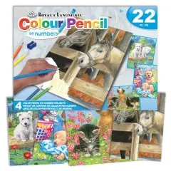 AVS-CPN219 | Colour Pencil by numbers&trade; 22pc 8" x 10" Animals 4 Project Box Set