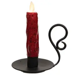Decorative Ruby Red Silicone Dipped Taper Candle with Timer Battery Operated and Remote