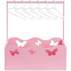 Wooden Crate for Baby Shower Storage Crate Basket with Handle Baby Registry Hamper Pregnancy Gift for New Parent(Pink,Butterfly)