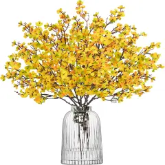 6Pcs Artificial Fall Flowers Babys Breath Flower Bulk Fake Silk Flowers Artificial Gypsophila Bouquet Floral for Home Festival Wedding Party Kitchen Bedroom Xmas D&eacute;cor (Orange)