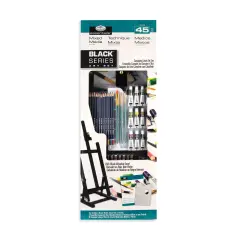 REA5740 | essentials&trade; 45pc Black Series Mixed Media H-Frame Easel Art Set
