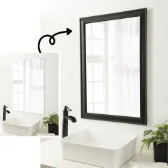Amanti Art Mirror Makeover Bathroom Mirror Frame Border Kit -Fully Assembled Peel and Stick Frame - Mirror NOT Included - Shipwreck Narrow Trim Shipwreck Black
