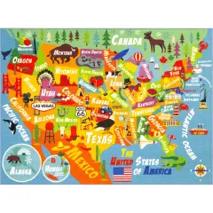 KC Cubs: Educational Rug: USA Map - 8x10' Playmat -Interactive Geography Play, United States Activity Area Carpet, Bedroom-Classroom, Baby-Toddler-Kid