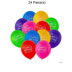 11" Bright Happy Birthday Latex Balloons 24 Pc.