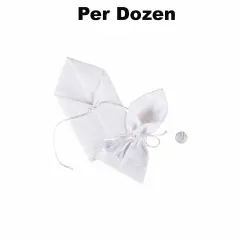 Large Burlap Drawstring Treat Bags - 12 Pc. White