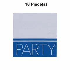 Happy Birthday Party Blue & Silver Beverage Napkins - 16 Ct.