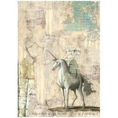 Stamperia Rice Paper Sheet A4-Wonderland Unicorn