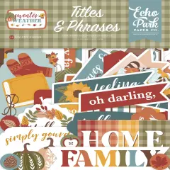 Echo Park Cardstock Ephemera-Titles & Phrases, Sweater Weather