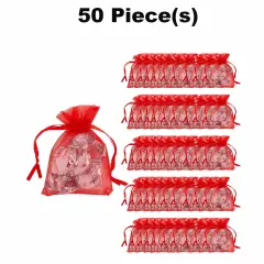 Bulk 50 Pc. Mini Organza Drawstring Treat Bags Red