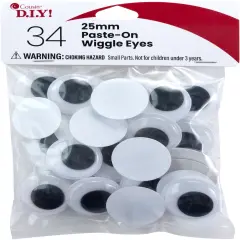CousinDIY Paste-On Wiggle Eyes 25mm 34/Pkg-Black