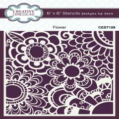 Creative Expressions Designs By Dora Stencil 6"X6"-Flower