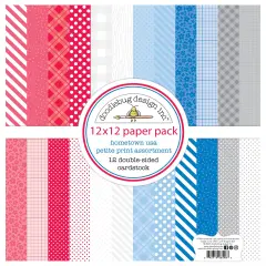 Doodlebug Petite Prints Double-Sided Cardstock 12"X12"-Hometown USA