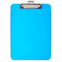 Plastic Clipboard, Letter Size, Low Profile Clip, Neon Blue