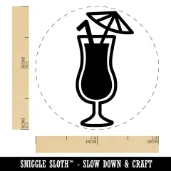 Daiquiri Cocktail Umbrella Drink Self-Inking Rubber Stamp for Stamping Crafting Planners Lime Green