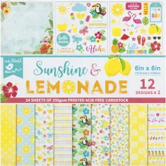 Little Birdie Cardstock Pack 6"X6" 24/Pkg-Sunshine & Lemonade