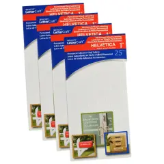 LetterCraft Permanent Vinyl Lettering, Helvetica, 1-Inch, White, 177 Per Pack, 4 Packs