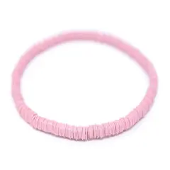 The Bead Chest Boho Stretch Bracelet, Pink - Stackable African Vinyl Heishi, Unisex for Men & Women