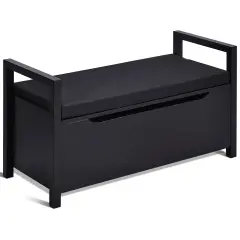 Costway Shoe Bench Storage Rack Cushion Seat Ottoman Bedroom Hallway Entryway Black/White