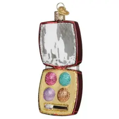 Old World Christmas 4.5 Inch Makeup Palette Christmas Tree Ornament , Compact Eye Shadow Multicolored