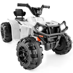 Best Choice Products 12V Kids Ride-On ATV Quad w/ Bluetooth, 2.4mph Max, Treaded Tires, LED Lights, Radio White