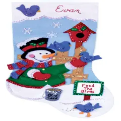 Design Works Felt Stocking Applique Kit 18" Long-Feeding The Birds