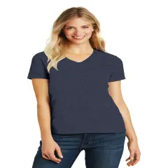 District&reg; Women&rsquo;s Perfect Blend Short Sleeve CVC V-Neck Tee Heathered Navy