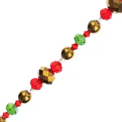Crystal Lane DIY 7" Designer Holiday Red & Green Glass Bead Mix Strand Rondel / Green & Red