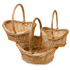 Geneoa Oval Basket Set with Handle 11 3/4" x 8 5/8" x 5 1/4"