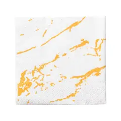 Durable White with Gold Marble Paper Beverage/Cocktail Napkins (600 Napkins)