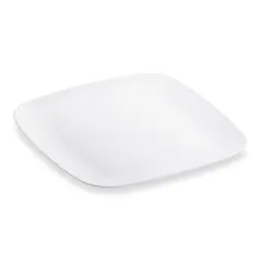 Solid White Flat Rounded Square Disposable Plastic Dinner Plates - 10" (120 Plates)