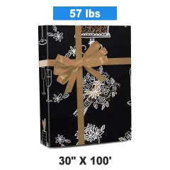 Clearance Wrapping Paper Black / Gold Lucky Day 30 ''x100 '