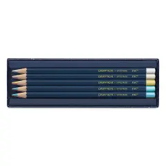 Caran d'Ache Cosmic Blue Metallic Color Pencils - Assorted Colors, Set of 10