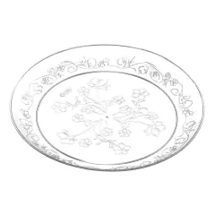 Clear Floral Round Disposable Plastic Buffet Plates - 9" (240 Plates)