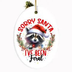Sorry Santa I've Been Feral Ornament, Funny Raccoon Christmas Gift and Decor