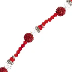 Crystal Lane DIY 7" Designer Holiday Glass Bead Mix Strand Red Sparkly Santa